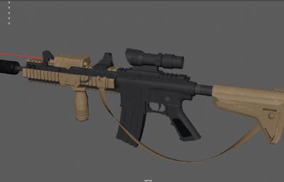 M4卡宾枪 m4索莫德步枪 特种部队用枪 游戏道具3dmaya模型