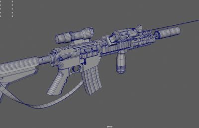 M4卡宾枪 m4索莫德步枪 特种部队用枪 游戏道具3dmaya模型