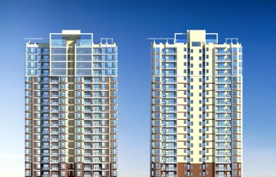 现代住宅 商业高层小区3D模型