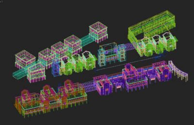 商业街 步行街 批发市场规划设计3D模型