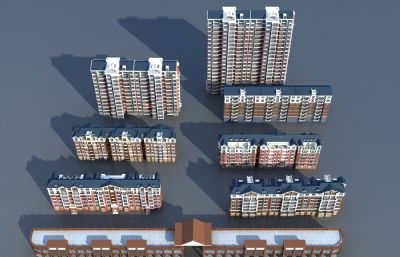 中式住宅 现代商业高层小区 老虎窗3D模型