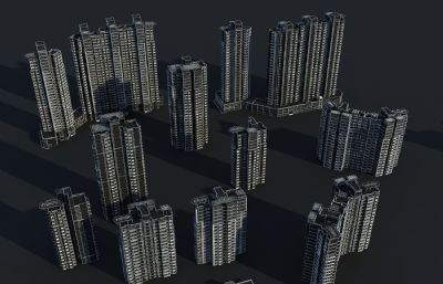 现代住宅 商业高层小区3D模型