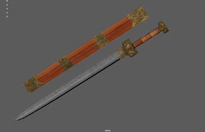 铁虎剑 中国古剑佩剑 尚方宝剑3d模型