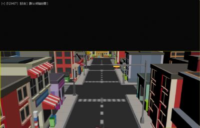 Q版卡通方块乐高城市场景3D模型