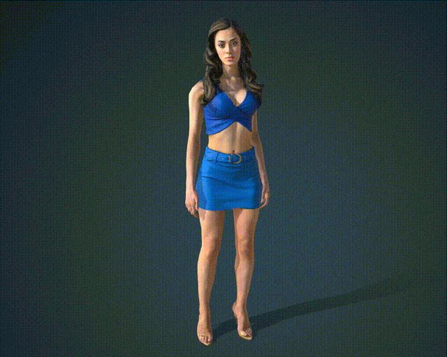 写实蓝色短裙女人FBX模型