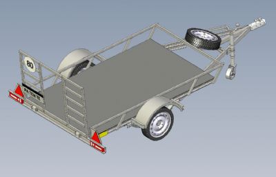 小拖车 平板车3D数模