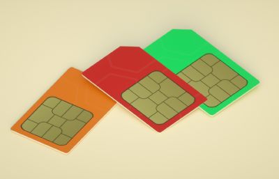 移动电话卡 ic卡 sim卡C4D模型