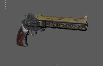 赛博朋克风格左轮手枪游戏枪械3Dmaya模型
