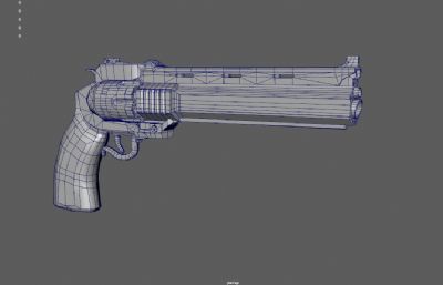 赛博朋克风格左轮手枪游戏枪械3Dmaya模型