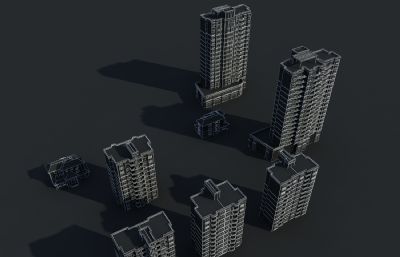现代多层小区住宅+别墅组合3D模型