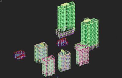现代多层小区住宅+别墅组合3D模型
