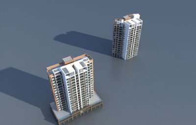 现代商住楼小区3D模型