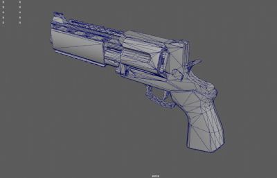 带涂装的左轮手枪游戏道具3dmaya模型