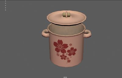 粉丝樱花搪瓷茶缸子 老式茶杯3dmaya模型