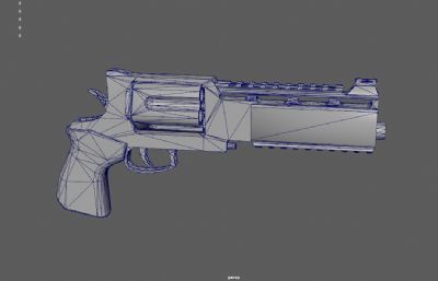 带涂装的左轮手枪游戏道具3dmaya模型