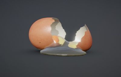 写实打碎的鸡蛋FBX模型