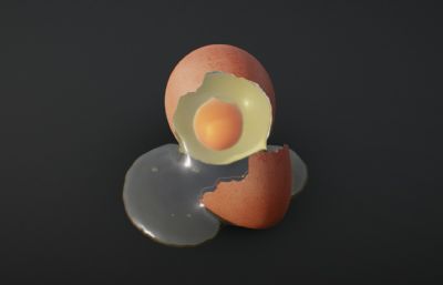 写实打碎的鸡蛋FBX模型