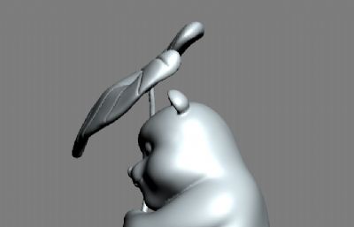举荷叶为小鸟遮阳的卡通熊3D模型