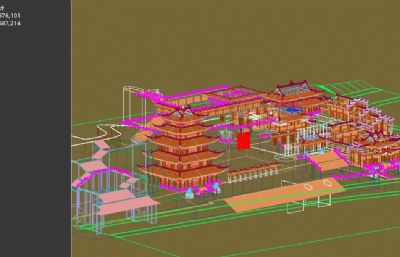 重庆忠州博物馆,中式展览馆3D模型