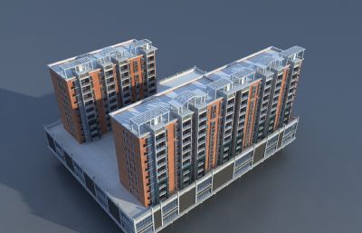 商住楼改造,商业城3D模型