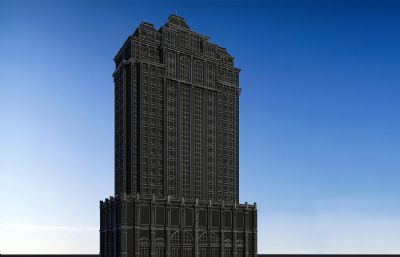 国际酒店,欧式商住楼3D模型