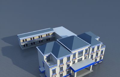 坡顶派出所,公安局+宿舍楼3D模型