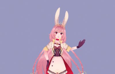 二次元兔女郎,动漫兔子战士FBX模型