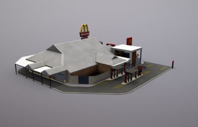 国外麦当劳餐厅建筑设计blender模型