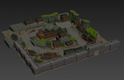 豫州城市集,古代城镇市场游戏场景3D模型