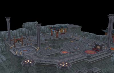 暗黑风格地宫中心游戏场景3D模型
