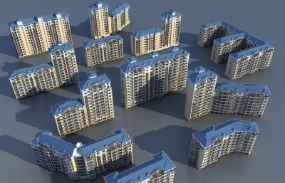现代中式住宅小区3D模型