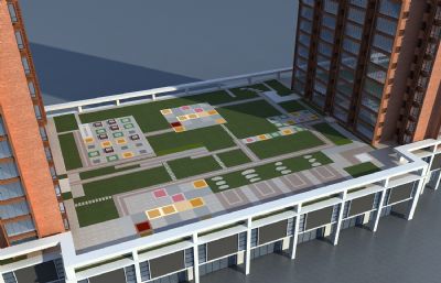 现代屋顶花园,生态商业小区3D模型