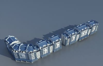 徽派宿舍楼,中式公寓大楼3D模型