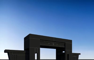 军区大门入口,门房3D模型