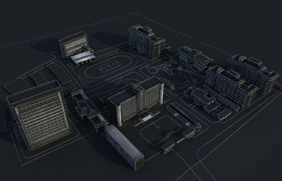 军区医院陪护楼+周边配楼3D模型
