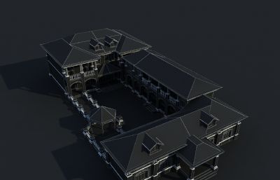 欧式别墅,四合院,花园私宅3D模型