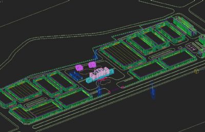 厂区仓库,公司办公楼整体规划设计3D模型