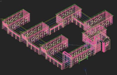 徽派办公楼,中式研发部办公大楼3D模型