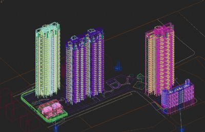 现代公寓,花园洋房,花园小区3D模型