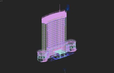 酒店办公楼,现代商业楼3D模型