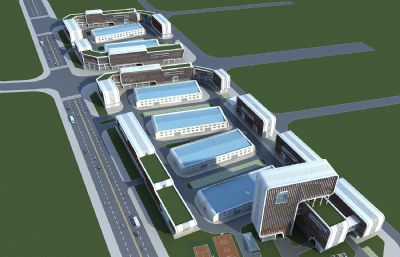 工业园区办公楼,厂房规划设计3D模型