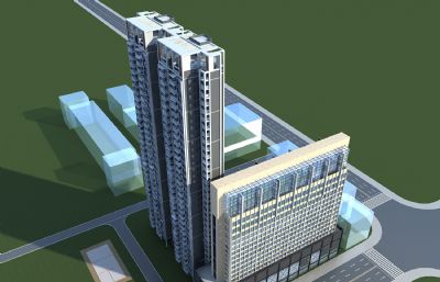 商业办公楼+住宅+商场3D模型