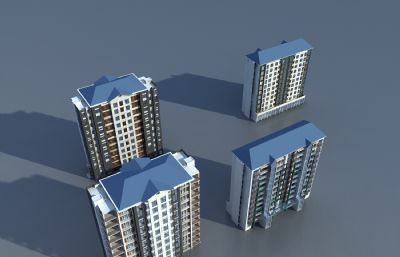 职工宿舍,现代新中式住宅3D模型