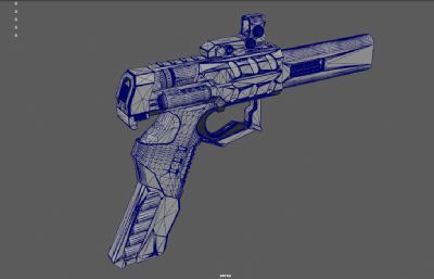 马格南概念枪,科幻手枪3dmaya模型