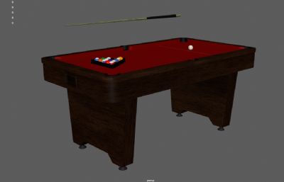 台球桌,桌球,台球球杆3dmaya模型