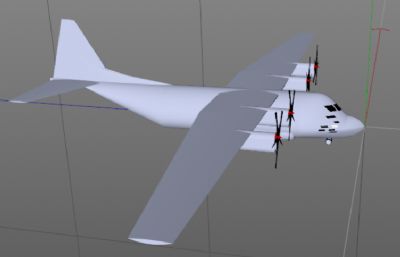 EC-130心理战飞机,电子战飞机C4D模型
