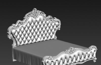 欧式风格双人组合实木床3D模型