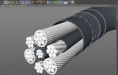 充电线,线缆剖面图,结构C4D模型(网盘下载)
