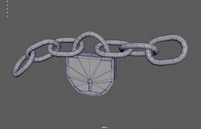 生锈的铁链+铁锁3dmaya模型,已塌陷