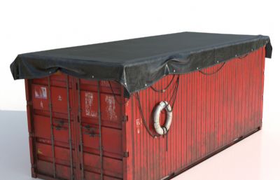 海运盖篷布集装箱3D模型